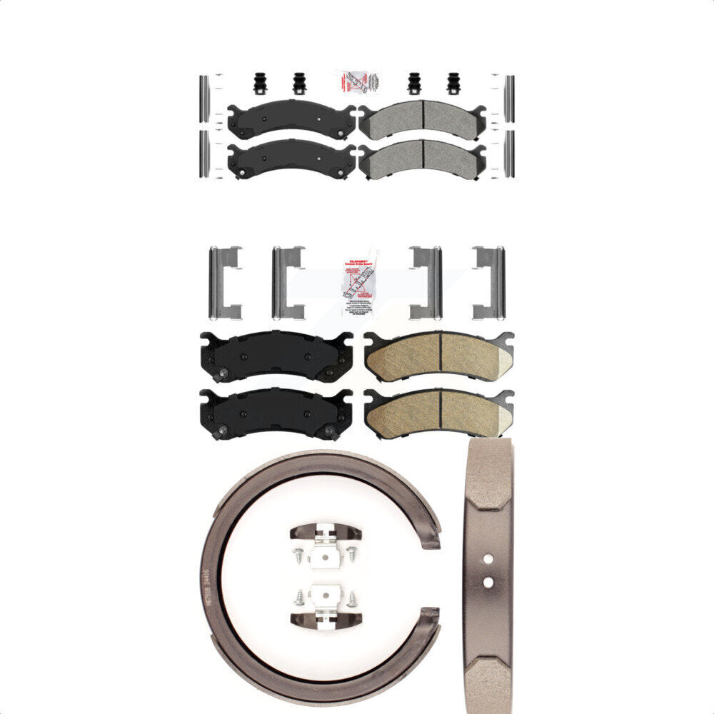 Front Semi-Metallic Rear Ceramic Disc Brake Pads And Parking Shoes Kit For GMC KNN-100639