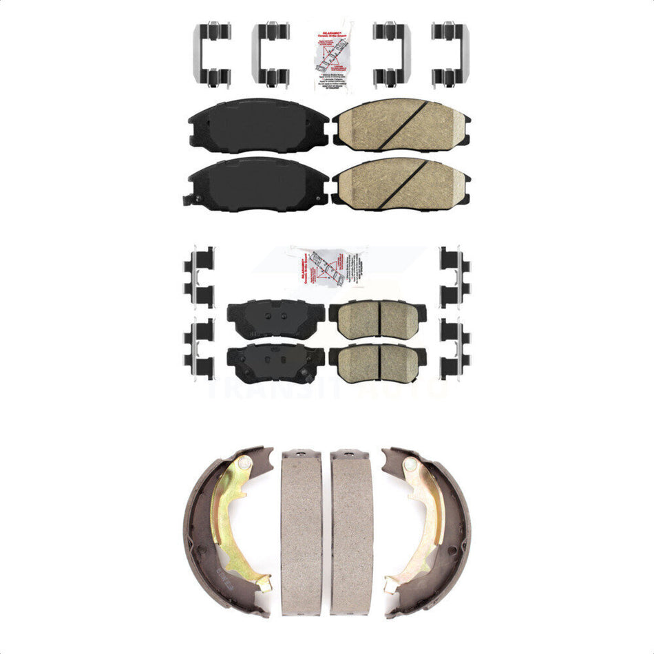 Front Rear Ceramic Disc Brake Pads And Parking Shoes Kit For Hyundai Santa Fe KNN-100644