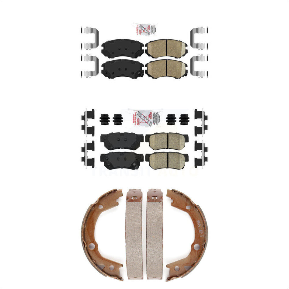 Front Rear Ceramic Disc Brake Pads And Parking Shoes Kit For Hyundai Elantra KNN-100654