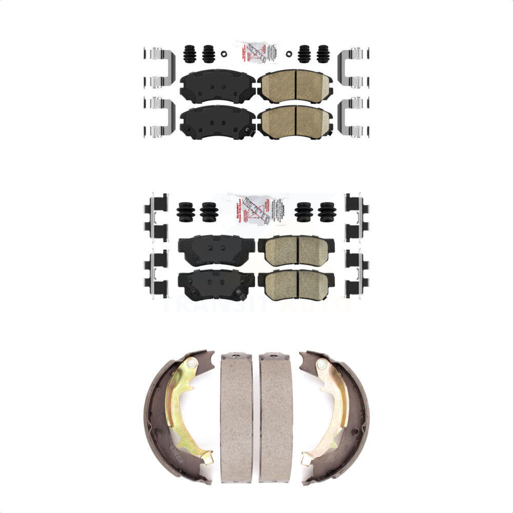 Front Rear Ceramic Disc Brake Pads And Parking Shoes Kit For Hyundai Tucson KNN-100655