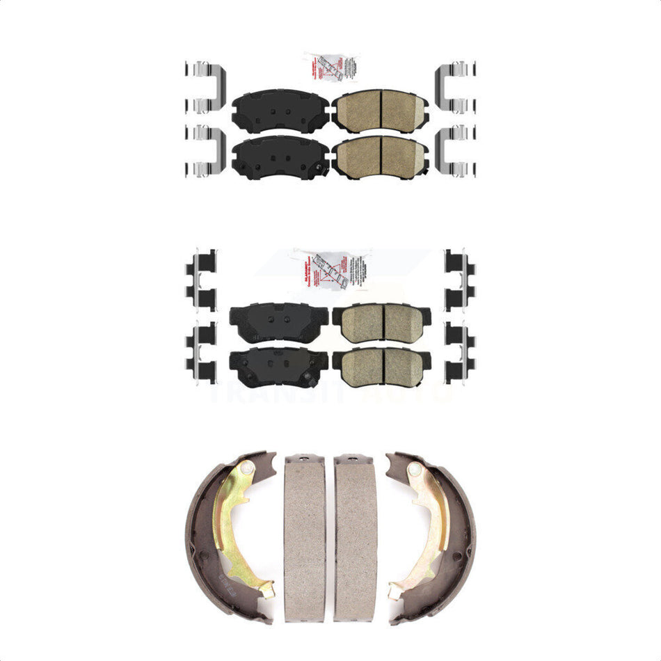 Front Rear Ceramic Disc Brake Pads And Parking Shoes Kit For Hyundai Tucson KNN-100660