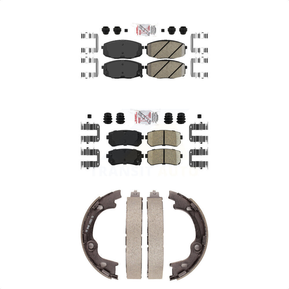 Front Rear Ceramic Disc Brake Pads And Parking Shoes Kit For Hyundai Elantra KNN-100674
