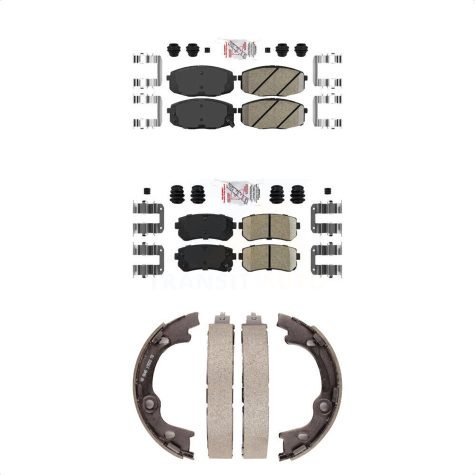 Front Rear Ceramic Disc Brake Pads And Parking Shoes Kit For Hyundai Elantra KNN-100674