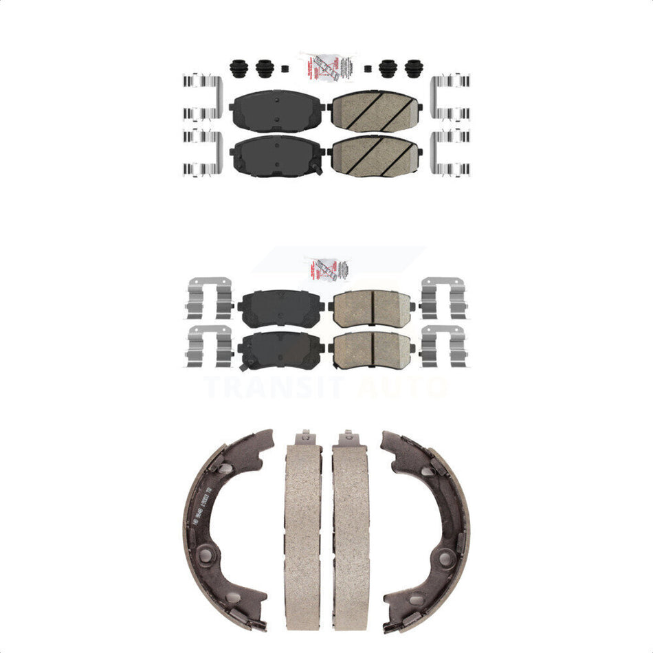 Front Rear Ceramic Disc Brake Pads And Parking Shoes Kit For Hyundai Elantra KNN-100676