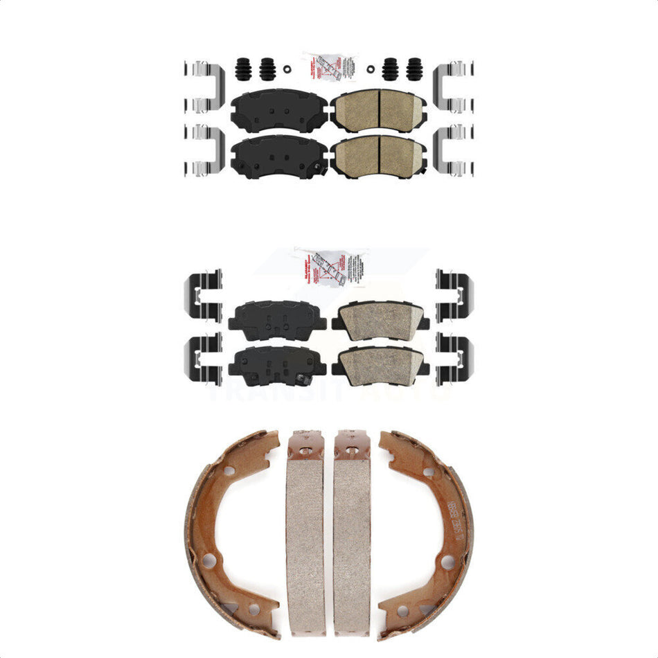 Front Rear Ceramic Disc Brake Pads And Parking Shoes Kit For Hyundai Elantra KNN-100679