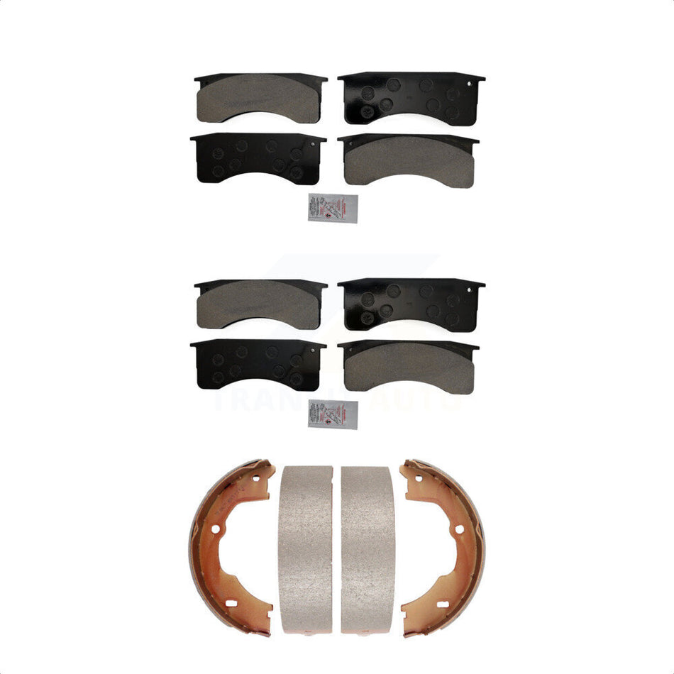 Front Rear Semi-Metallic Disc Brake Pads And Parking Shoes Kit For GMC C5500 KNN-100683