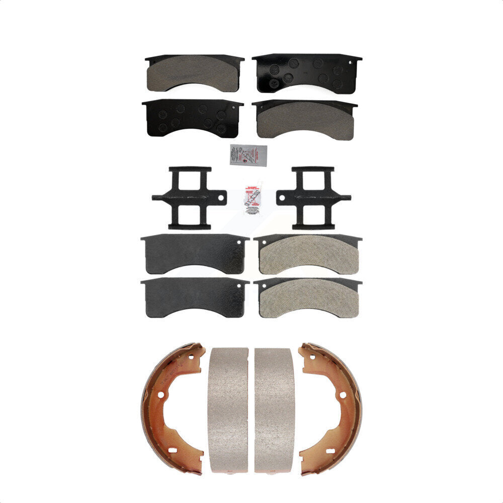 Front Rear Semi-Metallic Disc Brake Pads And Parking Shoes Kit For GMC C5500 KNN-100685