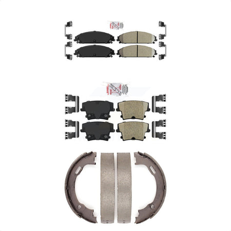 Front Rear Ceramic Disc Brake Pads And Parking Shoes Kit For Dodge Chrysler KNN-100697