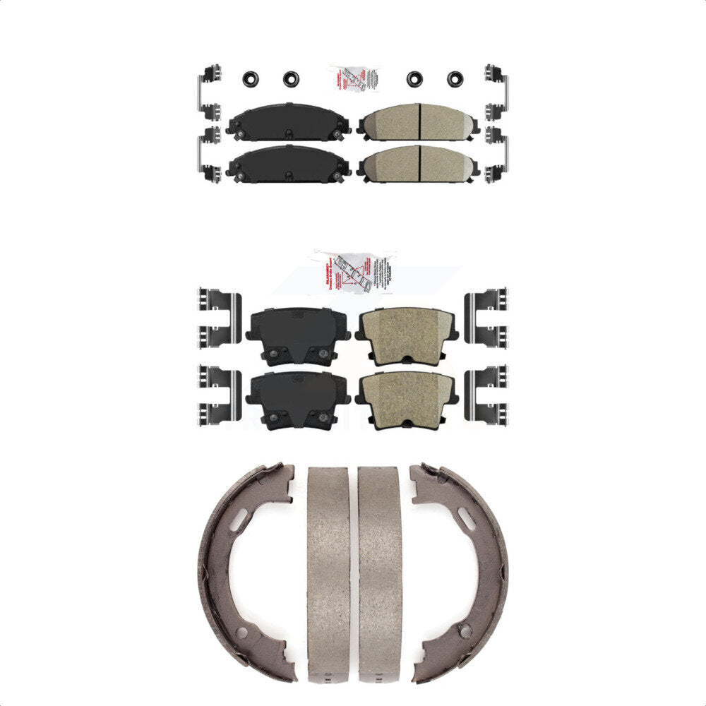 Front Rear Ceramic Disc Brake Pads And Parking Shoes Kit For Dodge Chrysler KNN-100698