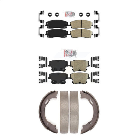 Front Rear Ceramic Disc Brake Pads And Parking Shoes Kit For Dodge Chrysler KNN-100699