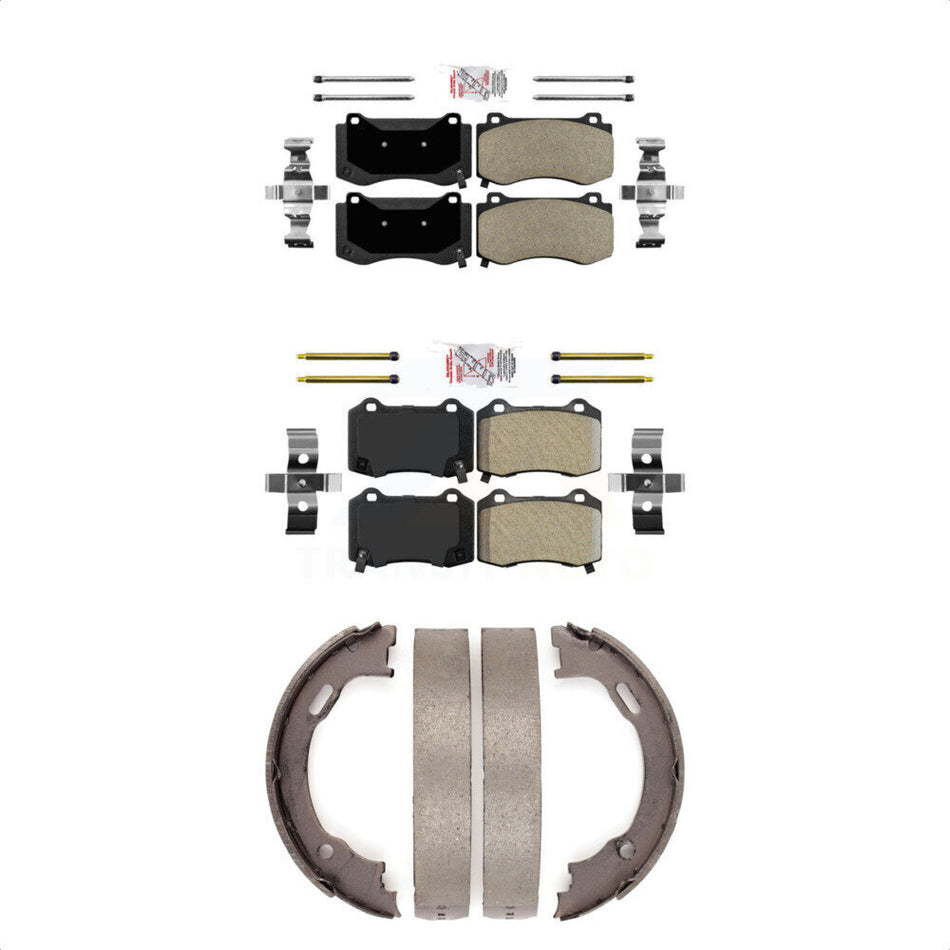 Front Rear Semi-Metallic Disc Brake Pads And Parking Shoes Kit For Dodge 300 KNN-100701
