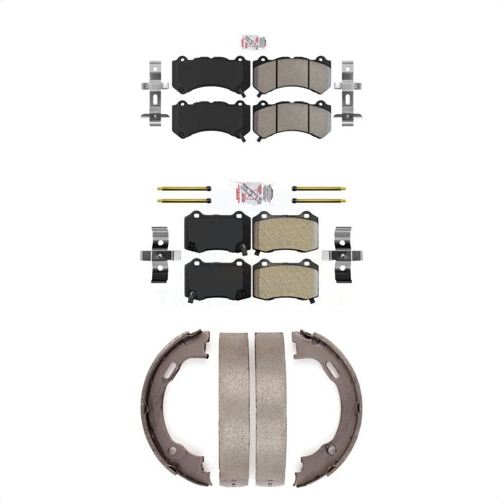 Front Rear Semi-Metallic Disc Brake Pads And Parking Shoes Kit For Dodge KNN-100709