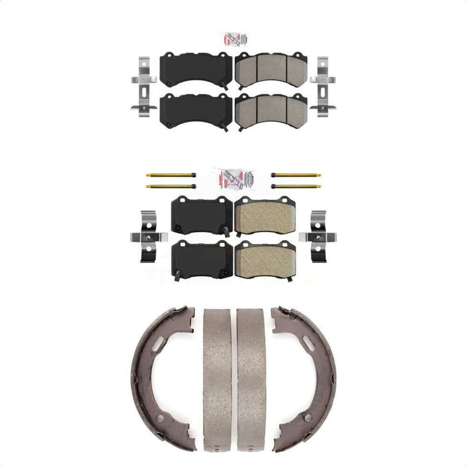 Front Rear Semi-Metallic Disc Brake Pads And Parking Shoes Kit For Dodge KNN-100709