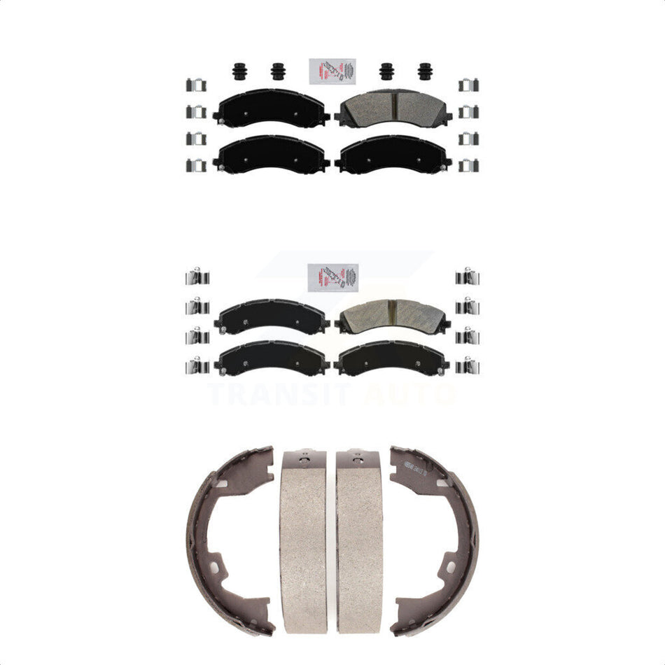 Front Rear Semi-Metallic Disc Brake Pads And Parking Shoes Kit For Ram 3500 KNN-100710