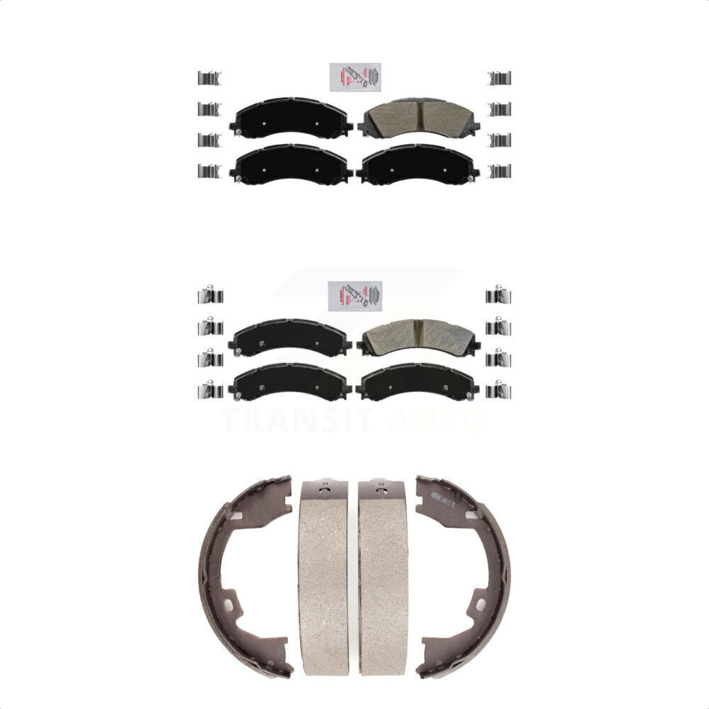 Front Rear Semi-Metallic Disc Brake Pads And Parking Shoes Kit For Ram 3500 KNN-100711