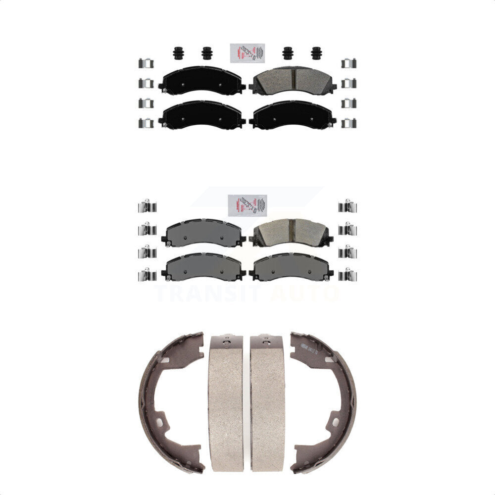 Front Rear Semi-Metallic Disc Brake Pads And Parking Shoes Kit For Ram 2500 KNN-100712