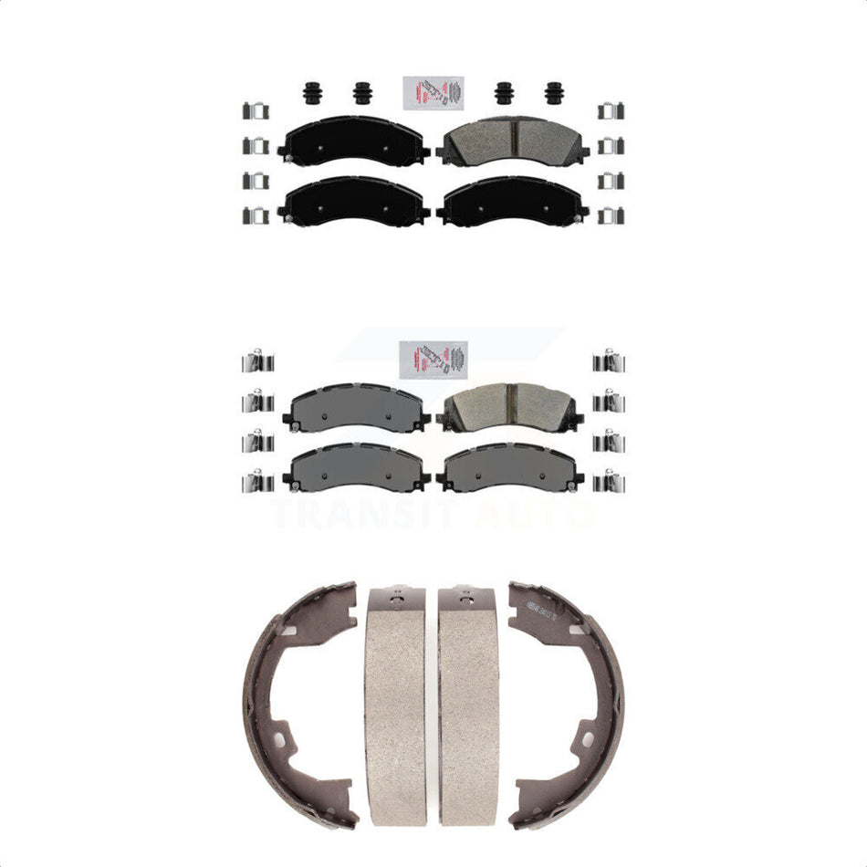 Front Rear Semi-Metallic Disc Brake Pads And Parking Shoes Kit For Ram 2500 KNN-100712