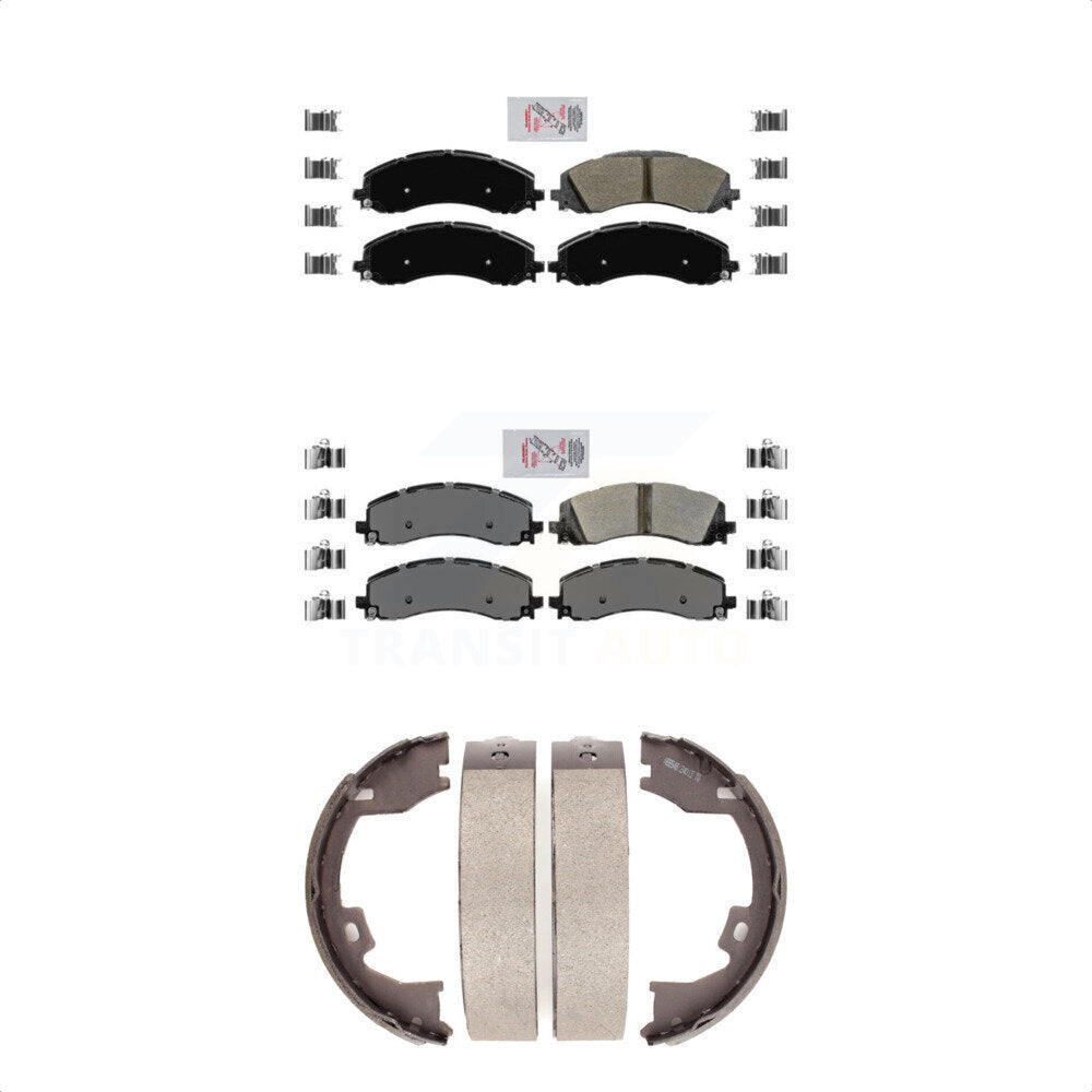 Front Rear Semi-Metallic Disc Brake Pads And Parking Shoes Kit For Ram 2500 KNN-100713