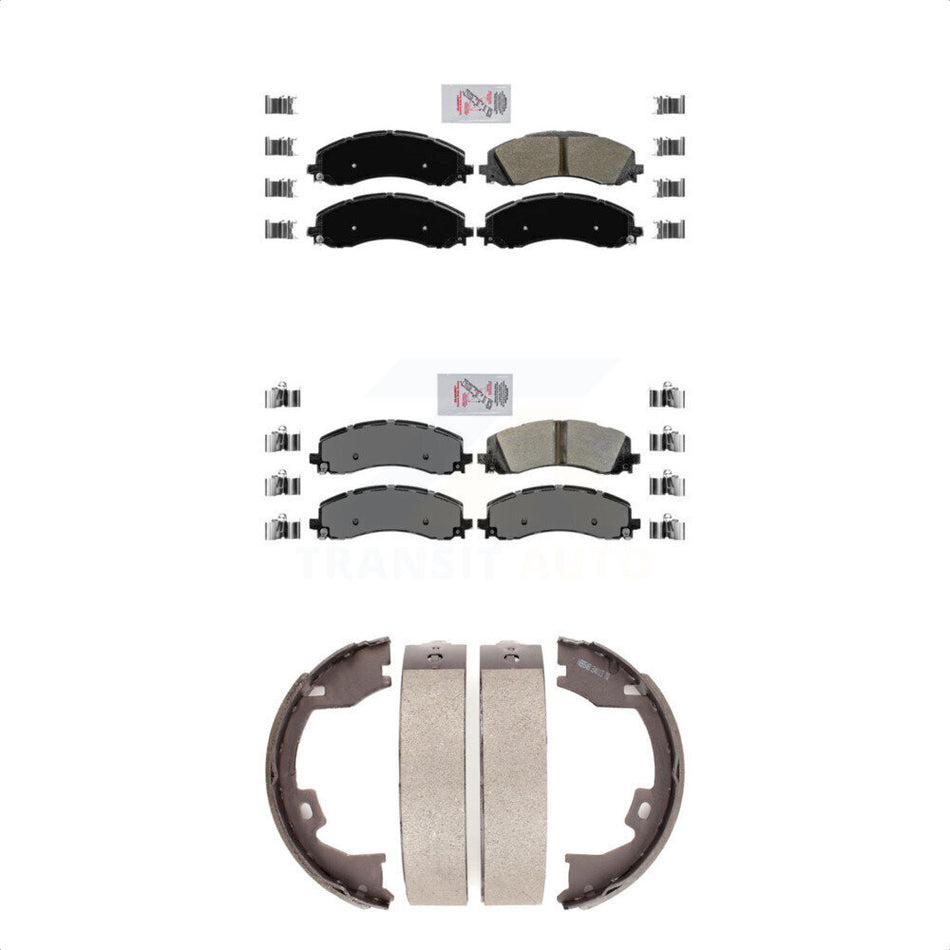 Front Rear Semi-Metallic Disc Brake Pads And Parking Shoes Kit For Ram 2500 KNN-100713