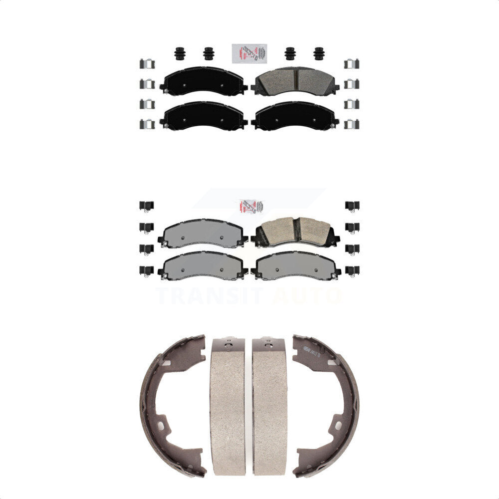 Front Rear Semi-Metallic Disc Brake Pads And Parking Shoes Kit For Ram 2500 KNN-100714