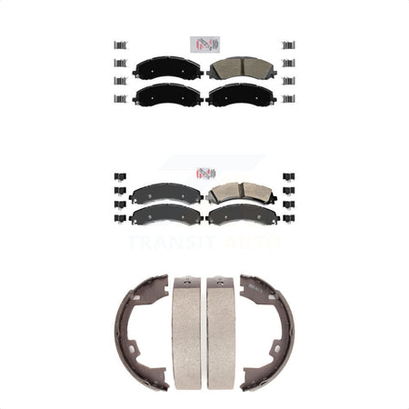 Front Rear Semi-Metallic Disc Brake Pads And Parking Shoes Kit For Ram 3500 KNN-100717