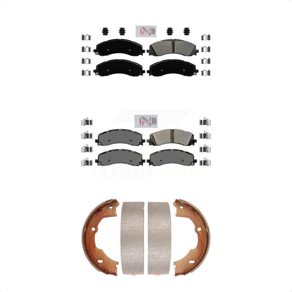 Front Rear Semi-Metallic Disc Brake Pads And Parking Shoes Kit For Ram 3500 KNN-100718