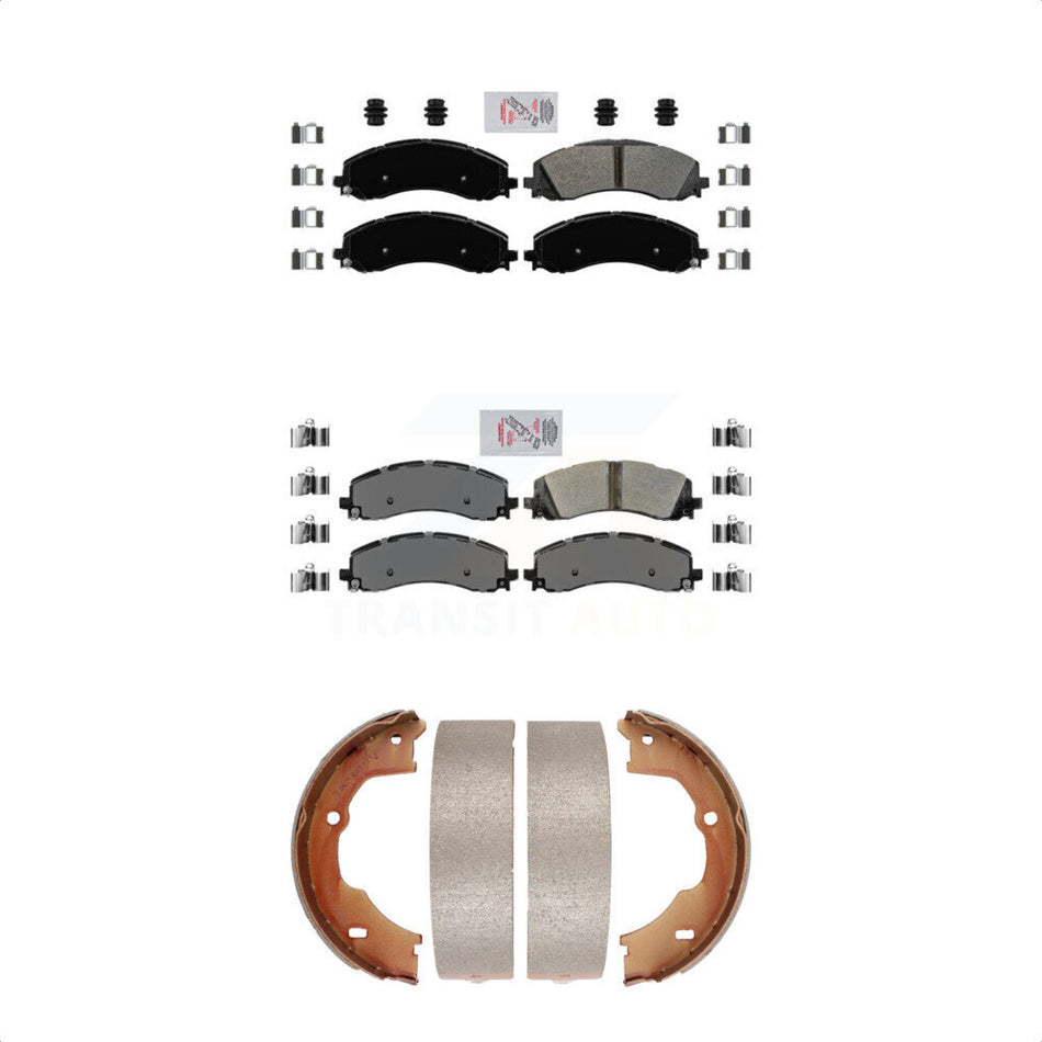 Front Rear Semi-Metallic Disc Brake Pads And Parking Shoes Kit For Ram 3500 KNN-100718