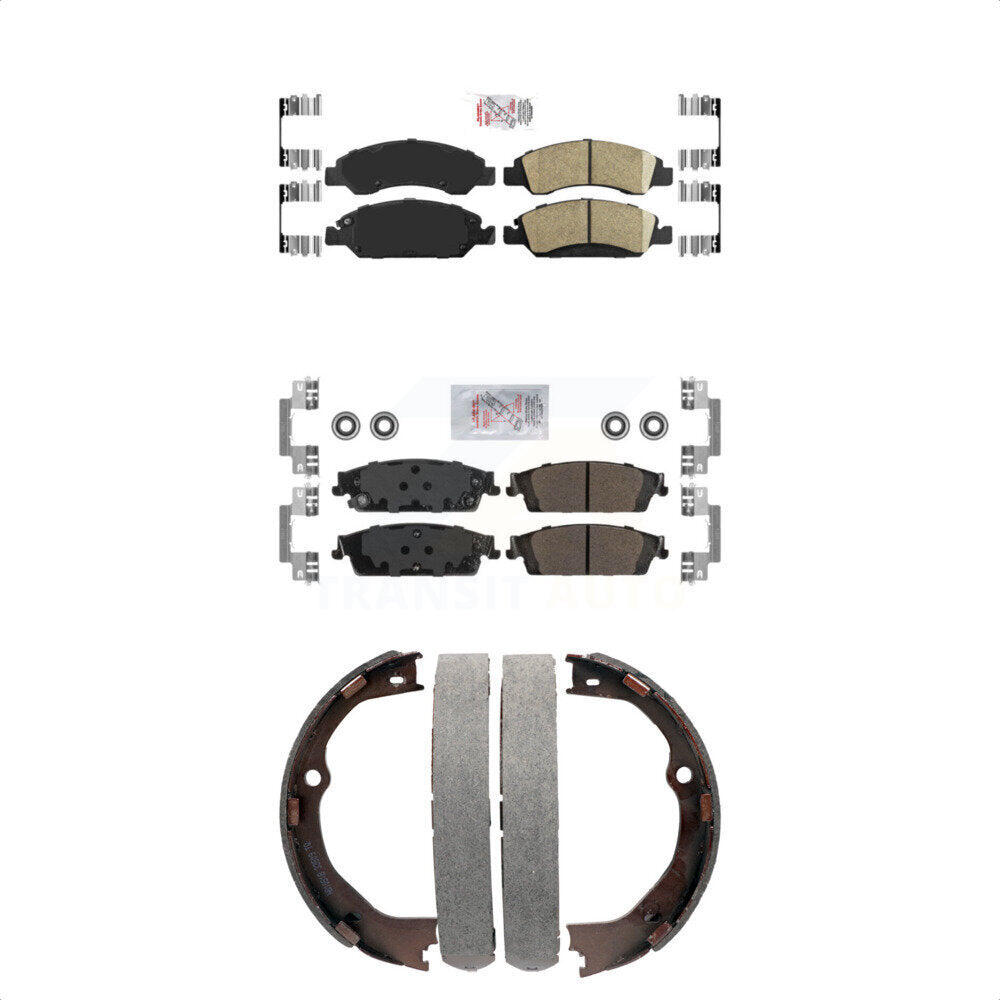 Front Ceramic Rear Semi-Metallic Disc Brake Pads And Parking Shoes Kit For GMC KNN-100727