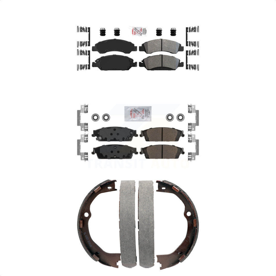 Front Rear Semi-Metallic Disc Brake Pads And Parking Shoes Kit For GMC Sierra KNN-100728