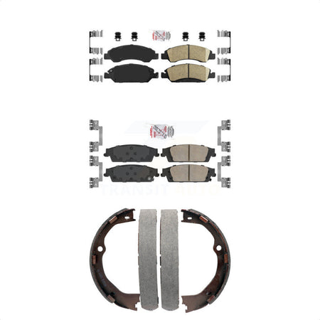 Front Rear Ceramic Disc Brake Pads And Parking Shoes Kit For GMC Chevrolet LD KNN-100729