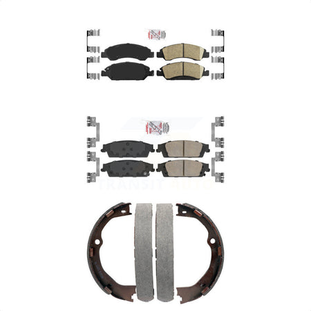Front Rear Ceramic Disc Brake Pads And Parking Shoes Kit For GMC Chevrolet LD KNN-100730