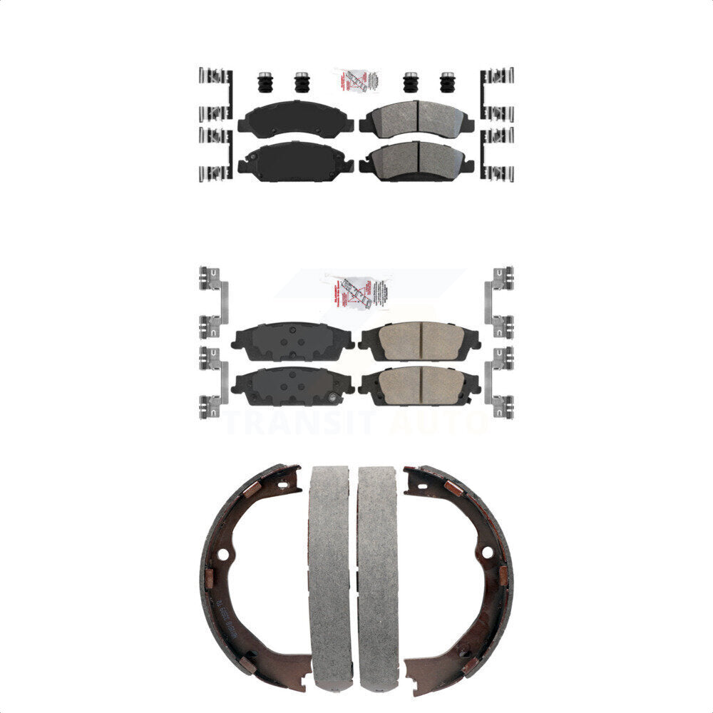 Front Semi-Metallic Rear Ceramic Disc Brake Pads And Parking Shoes Kit For GMC KNN-100731