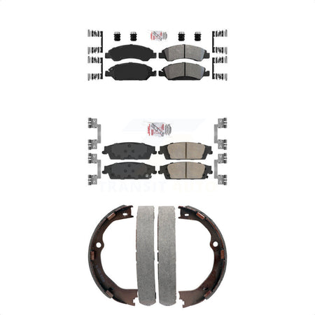 Front Semi-Metallic Rear Ceramic Disc Brake Pads And Parking Shoes Kit For GMC KNN-100731