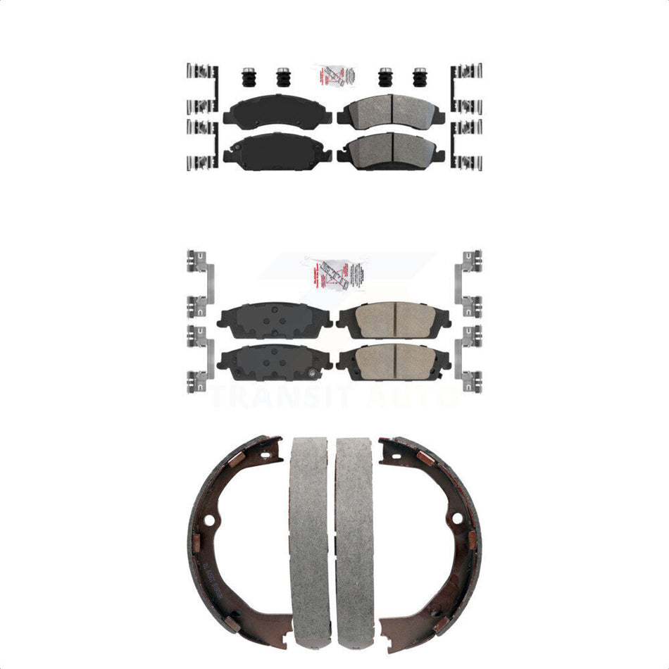 Front Semi-Metallic Rear Ceramic Disc Brake Pads And Parking Shoes Kit For GMC KNN-100731