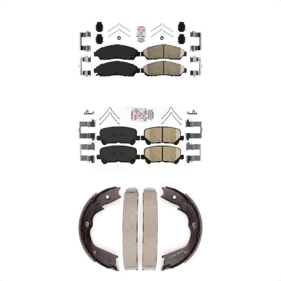 Front Rear Ceramic Disc Brake Pads And Parking Shoes Kit For Honda Pilot Acura KNN-100732