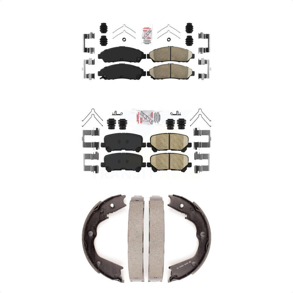 Front Rear Ceramic Disc Brake Pads And Parking Shoes Kit For Honda Pilot Acura KNN-100734