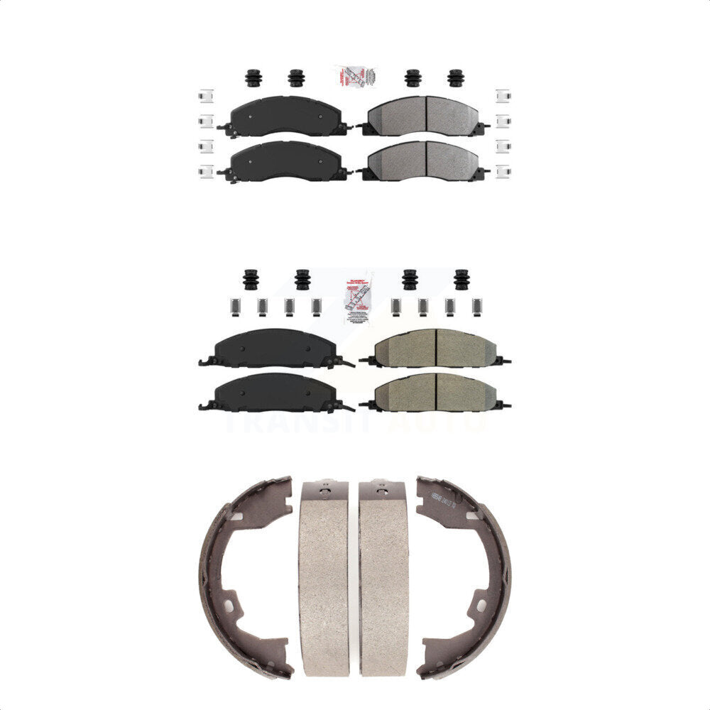 Front Rear Semi-Metallic Disc Brake Pads And Parking Shoes Kit For Ram 3500 KNN-100740