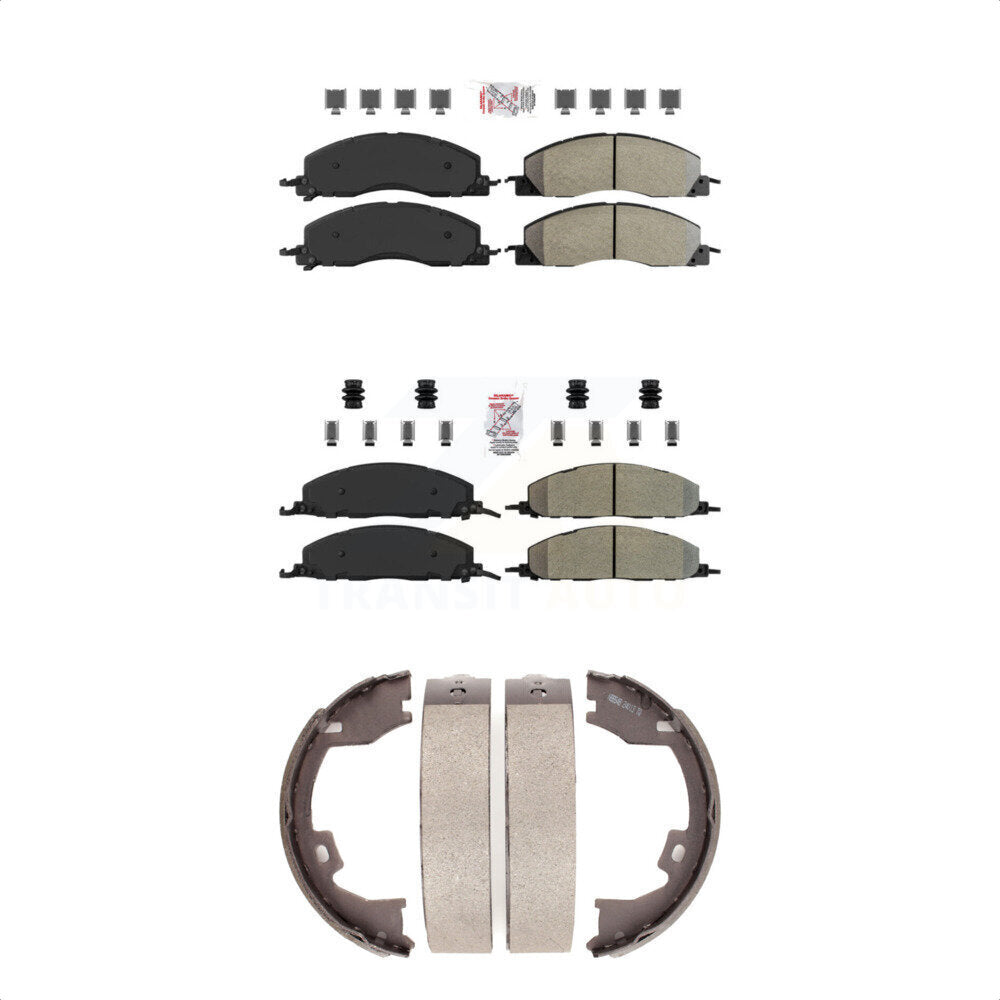 Front Rear Semi-Metallic Disc Brake Pads And Parking Shoes Kit For Ram 3500 KNN-100741