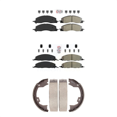 Front Rear Semi-Metallic Disc Brake Pads And Parking Shoes Kit For Ram 3500 KNN-100741