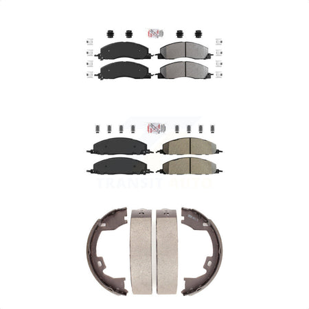 Front Rear Semi-Metallic Disc Brake Pads And Parking Shoes Kit For Ram 3500 KNN-100742