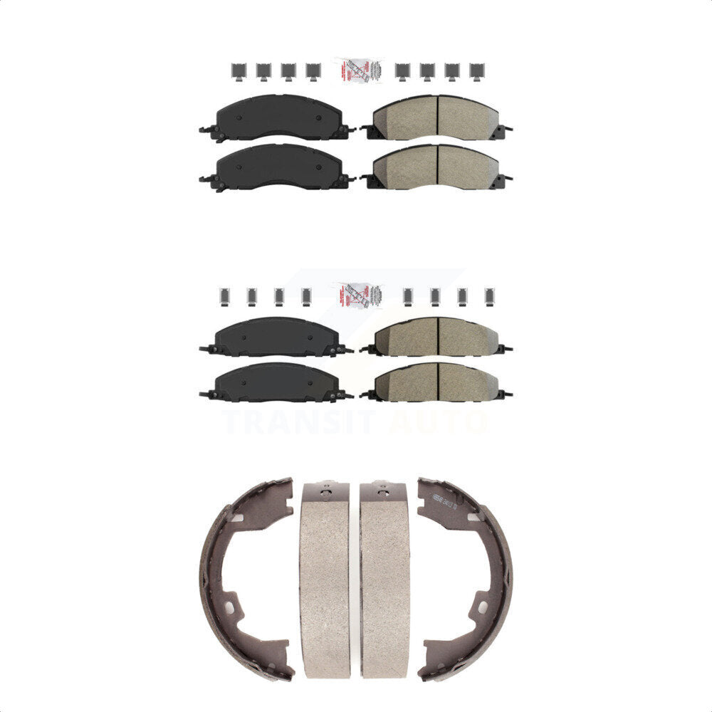 Front Rear Semi-Metallic Disc Brake Pads And Parking Shoes Kit For Ram 3500 KNN-100743