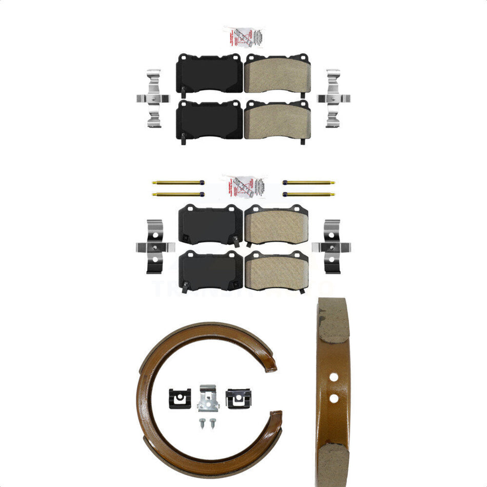 Front Rear Semi-Metallic Disc Brake Pads And Parking Shoes Kit For Cadillac KNN-100754