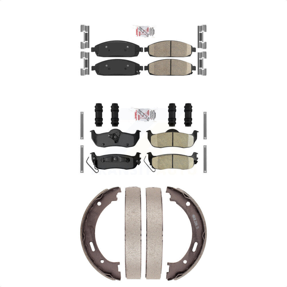 Front Rear Ceramic Disc Brake Pads And Parking Shoes Kit For Jeep Grand KNN-100763