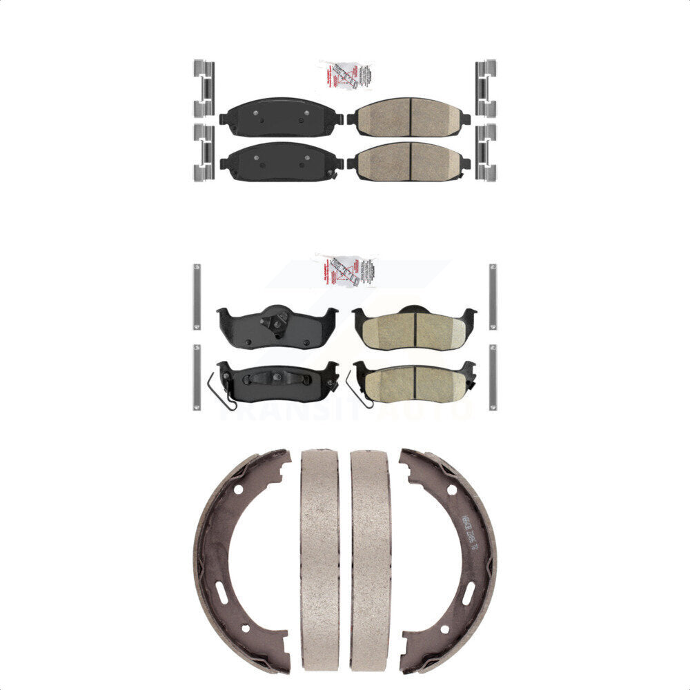 Front Rear Ceramic Disc Brake Pads And Parking Shoes Kit For Jeep Grand KNN-100764