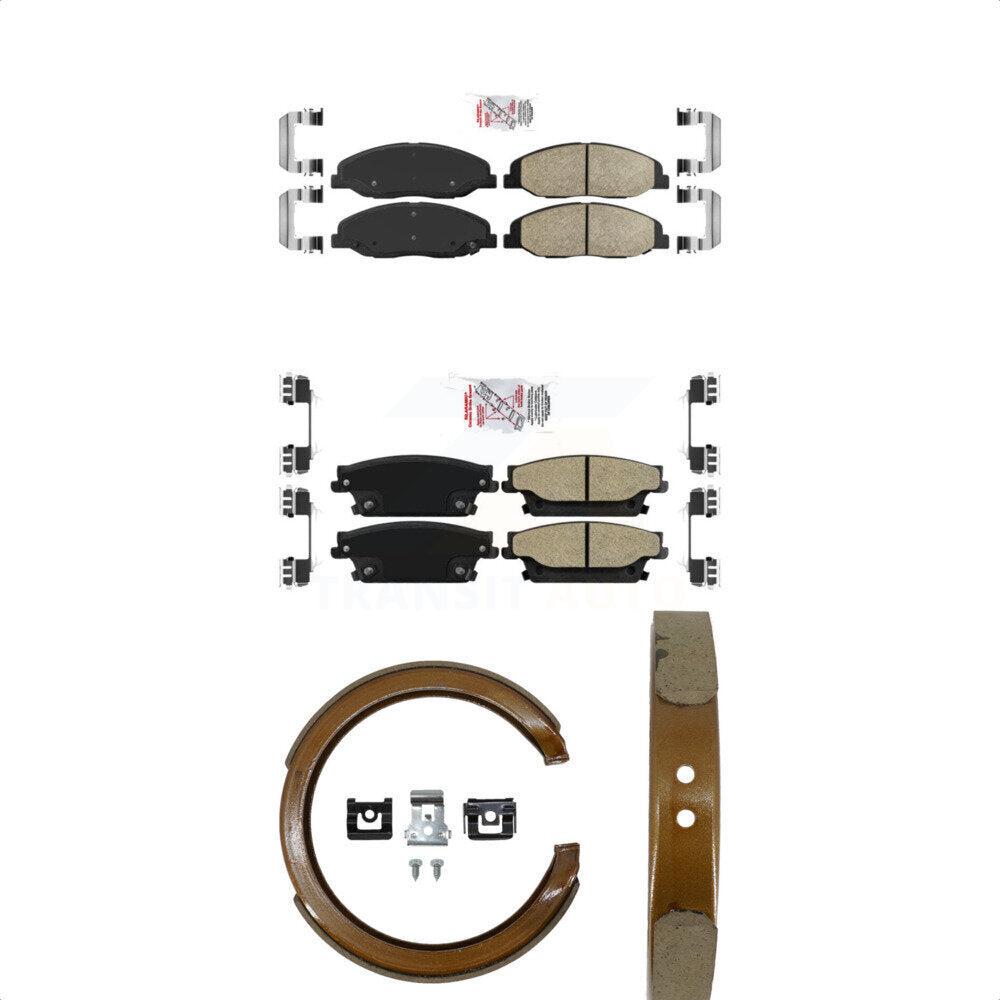 Front Ceramic Rear Semi-Metallic Disc Brake Pads And Parking Shoes Kit For KNN-100765