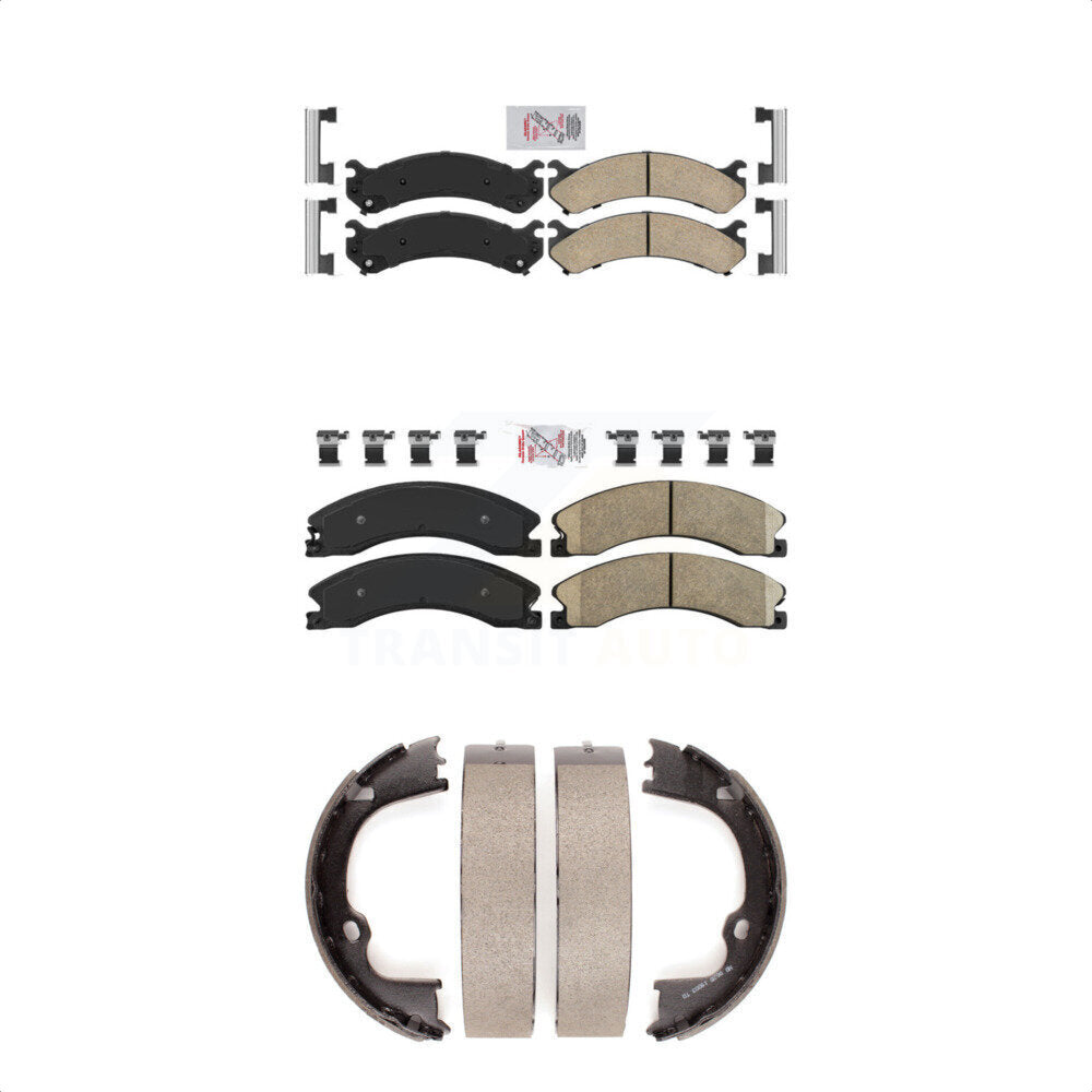 Front Rear Ceramic Disc Brake Pads And Parking Shoes Kit For GMC Savana 3500 KNN-100769