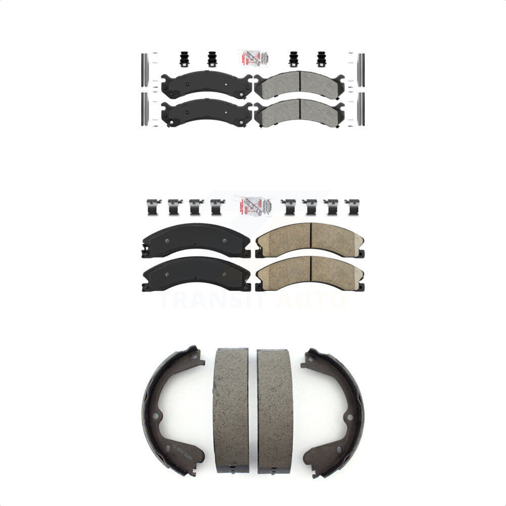 Front Semi-Metallic Rear Ceramic Disc Brake Pads And Parking Shoes Kit For GMC KNN-100770