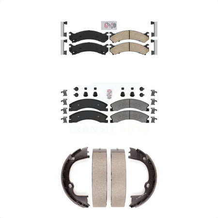 Front Ceramic Rear Semi-Metallic Disc Brake Pads And Parking Shoes Kit For KNN-100773