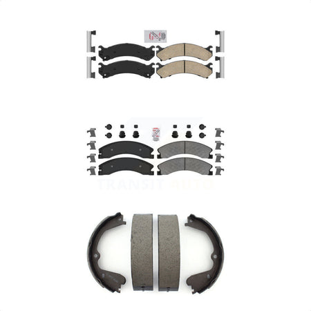 Front Ceramic Rear Semi-Metallic Disc Brake Pads And Parking Shoes Kit For GMC KNN-100775