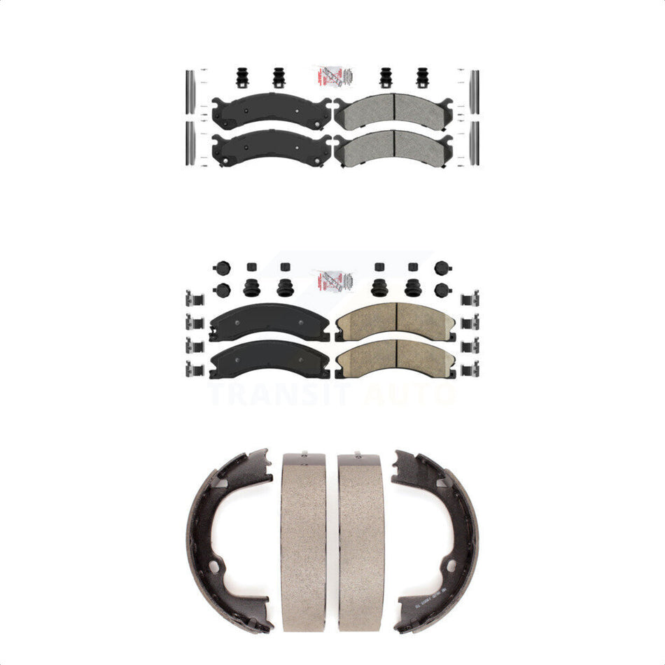Front Semi-Metallic Rear Ceramic Disc Brake Pads And Parking Shoes Kit For KNN-100776